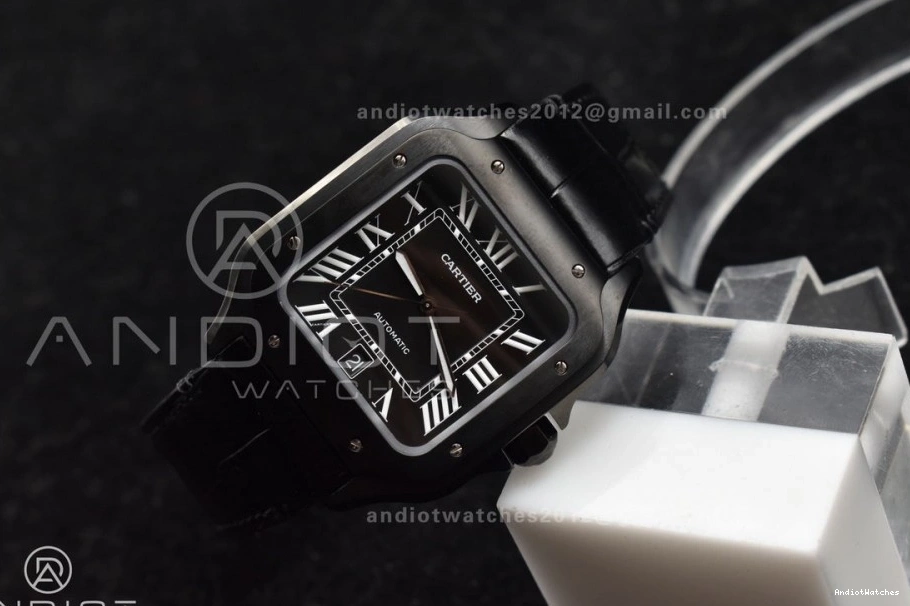 on Strap BVF Black 1046 Cartier MIYOTA de Black 1:1 Dial ZeroBulk Best 40mm Santos Edition Leather PVD 0415